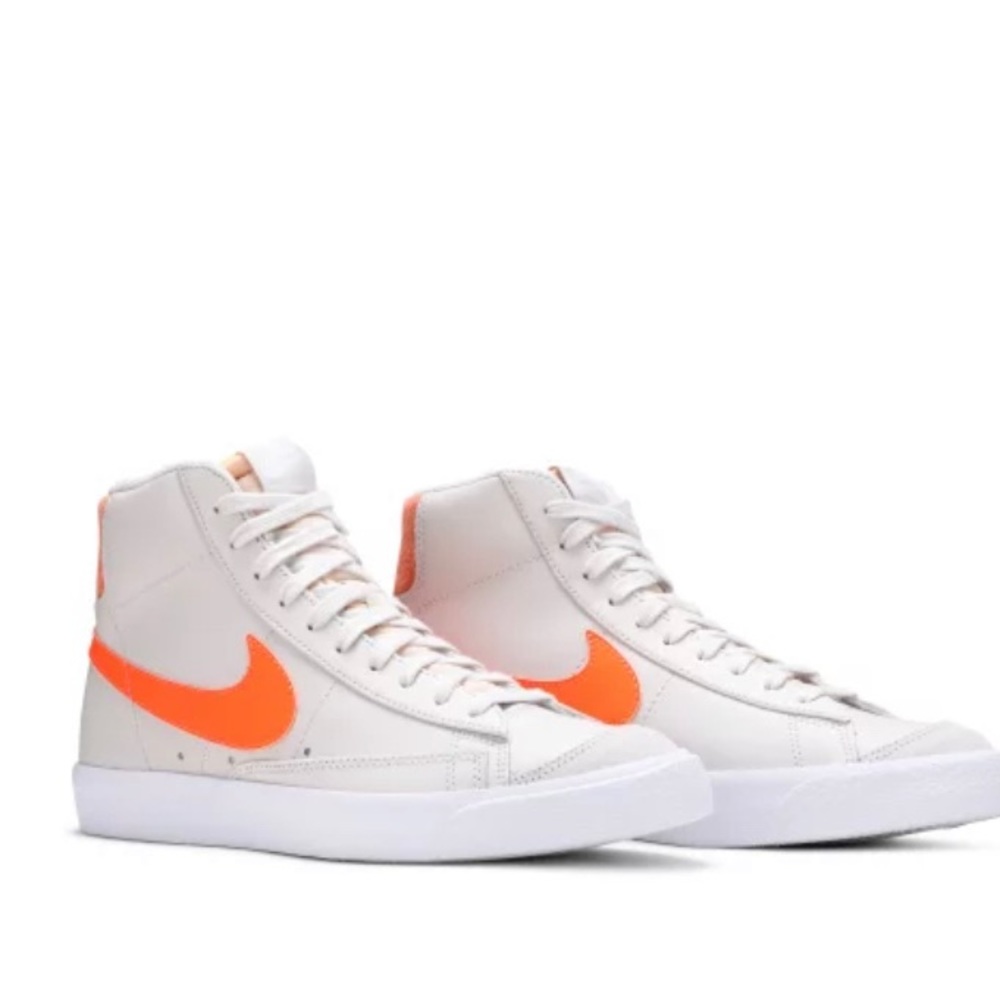 Rare Bone colored Blazer Mids with bring orange swoosh!Authenticated by stock x